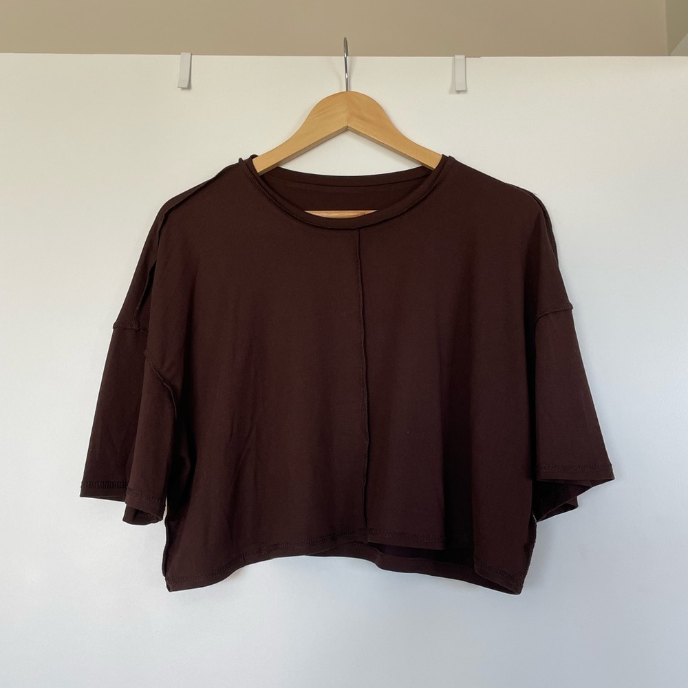 Brown Shein Cotton Crop Top